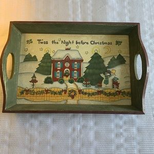 Wooden Christmas Serving Tray